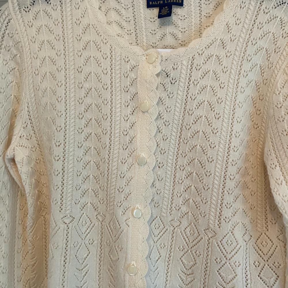 Gorgeous Ralph Lauren crocheted cropped cardigan girls size 12-14 (nwt)